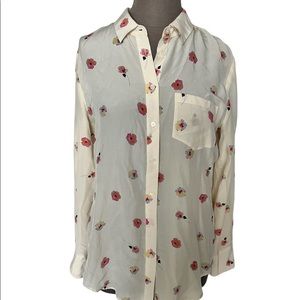 Madewell Silk button down floral blouse size medium